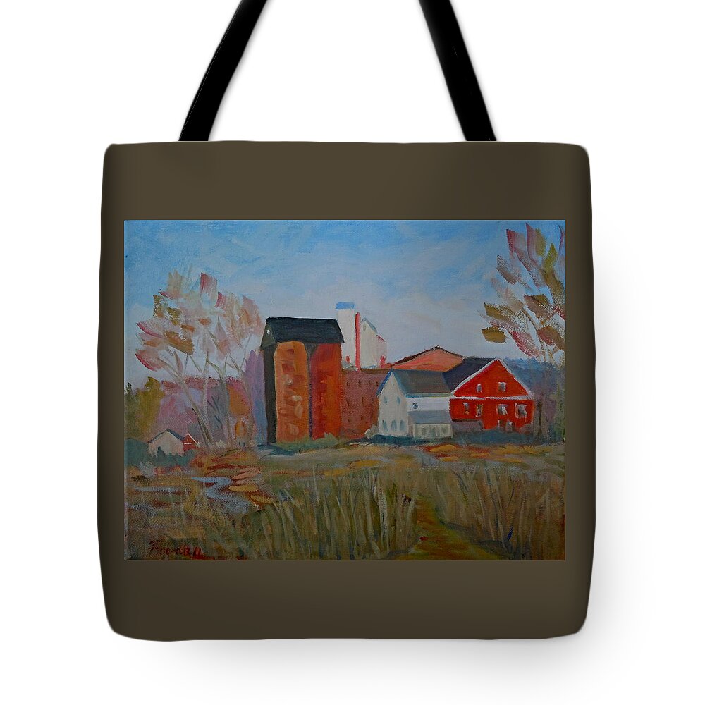 Pennsylvania Tote Bag featuring the painting Benfield's Mill by Francine Frank