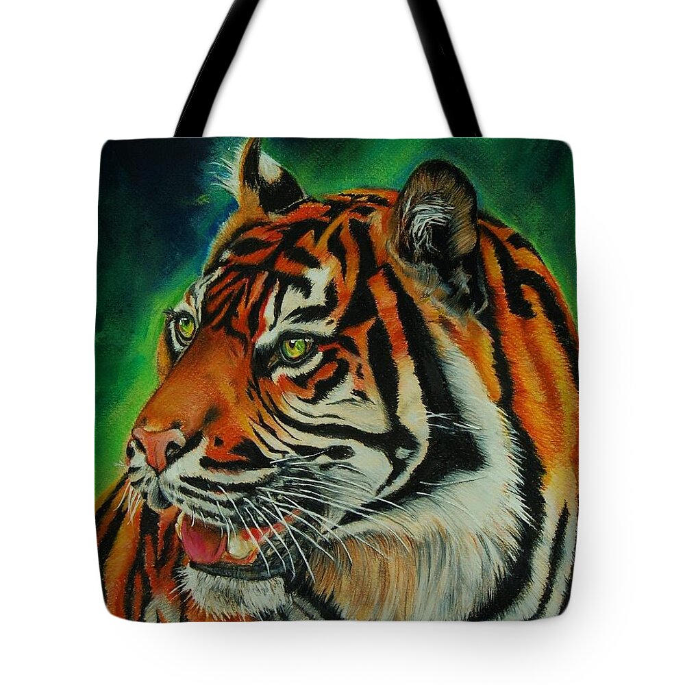 Bengal Tiger Tote Bag featuring the pastel Bengal by Jean Cormier