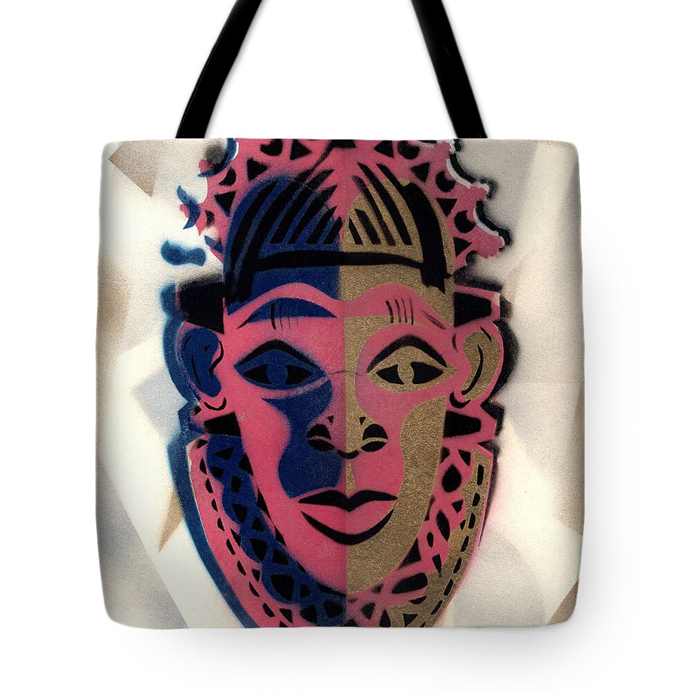 Everett Spruill Tote Bag featuring the painting Benin Mask by Everett Spruill
