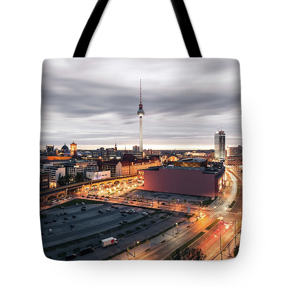 Berlin Tote Bag featuring the photograph Berlin From Above by Ricowde