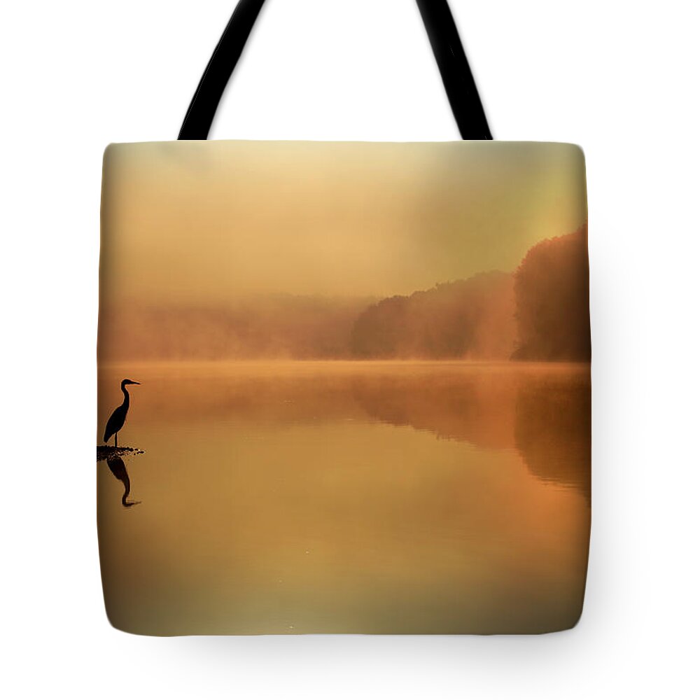Blue Heron Tote Bag featuring the photograph Beside Still Waters by Rob Blair