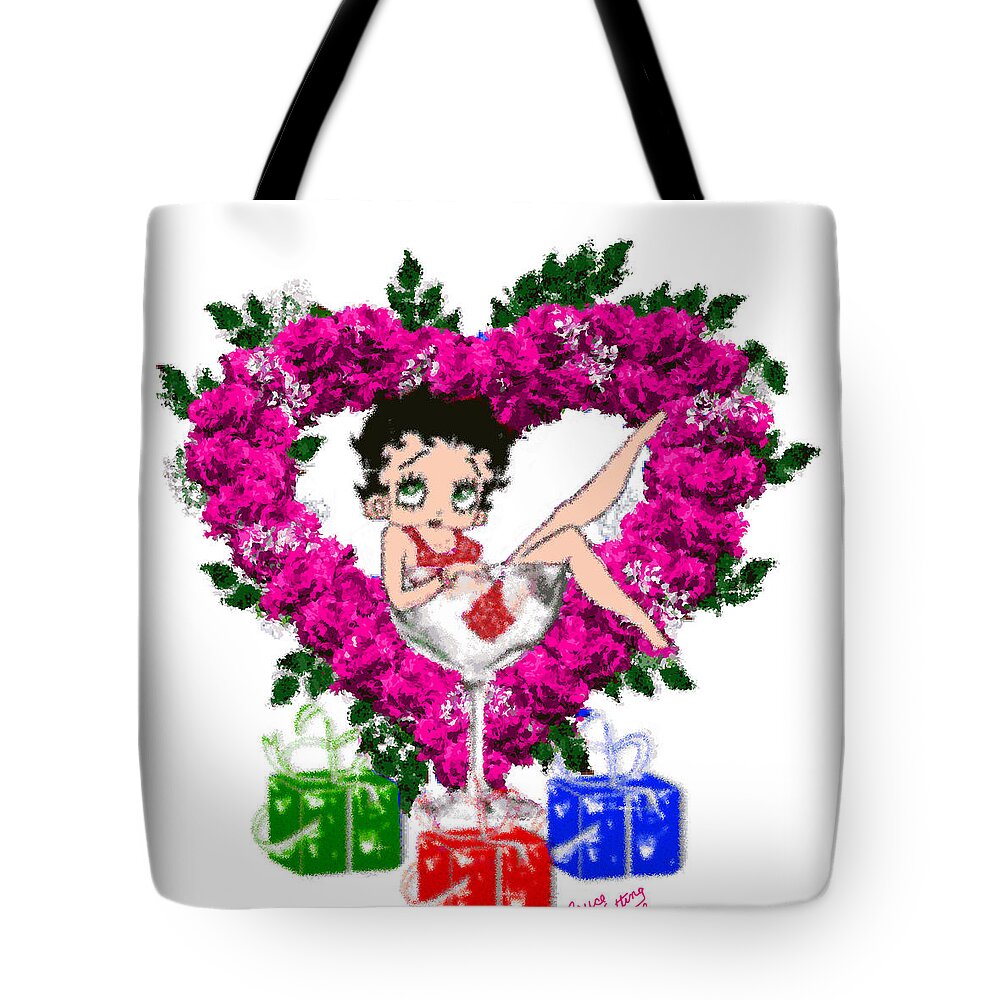 Pink Tote Bag featuring the painting Betty Boop 5 by Bruce Nutting