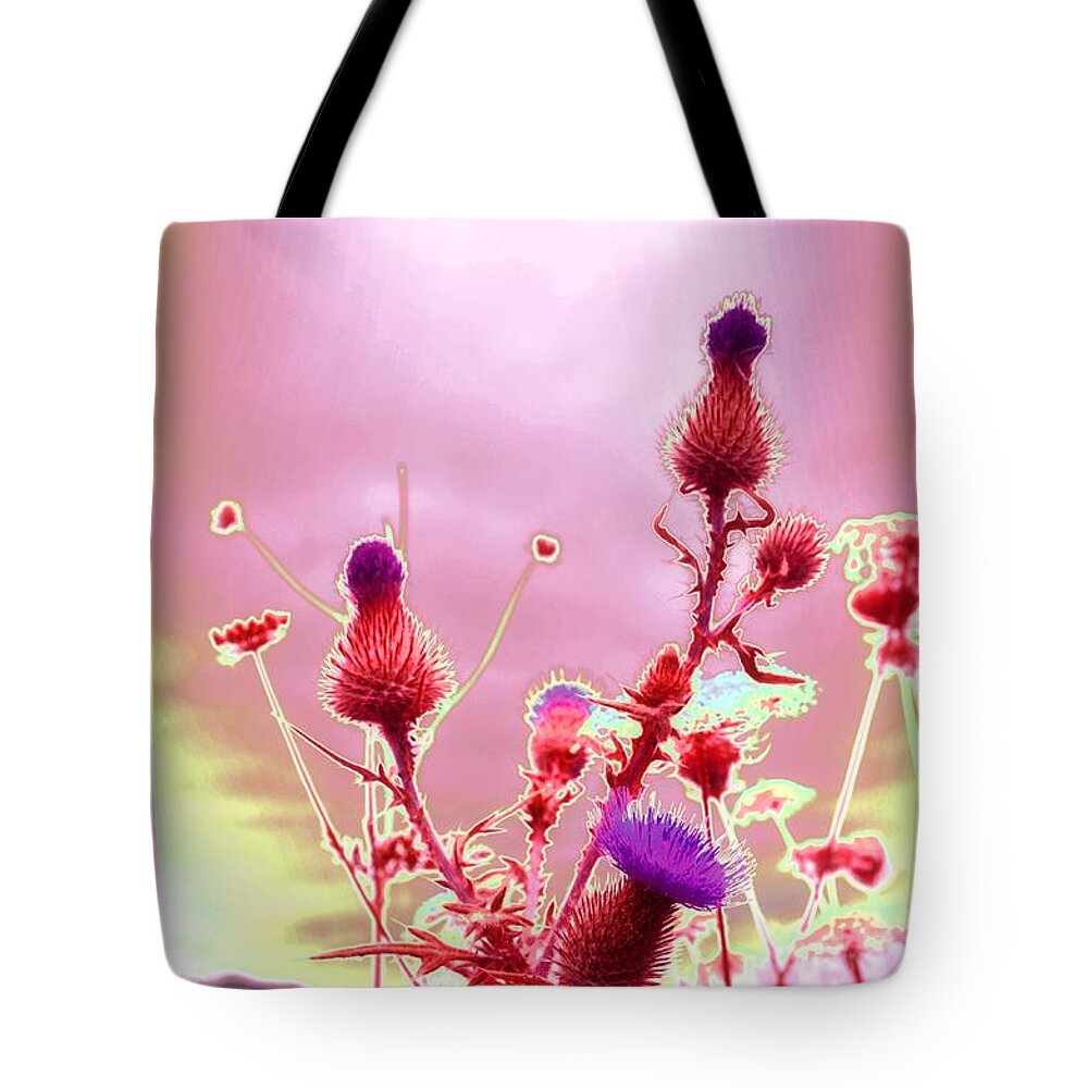 Thistle Tote Bag featuring the photograph Bewitching Triad by Laureen Murtha Menzl