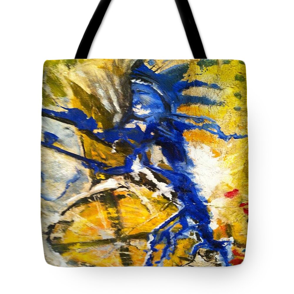 Native American Tote Bag featuring the painting Beyond Boundaries by Kicking Bear Productions