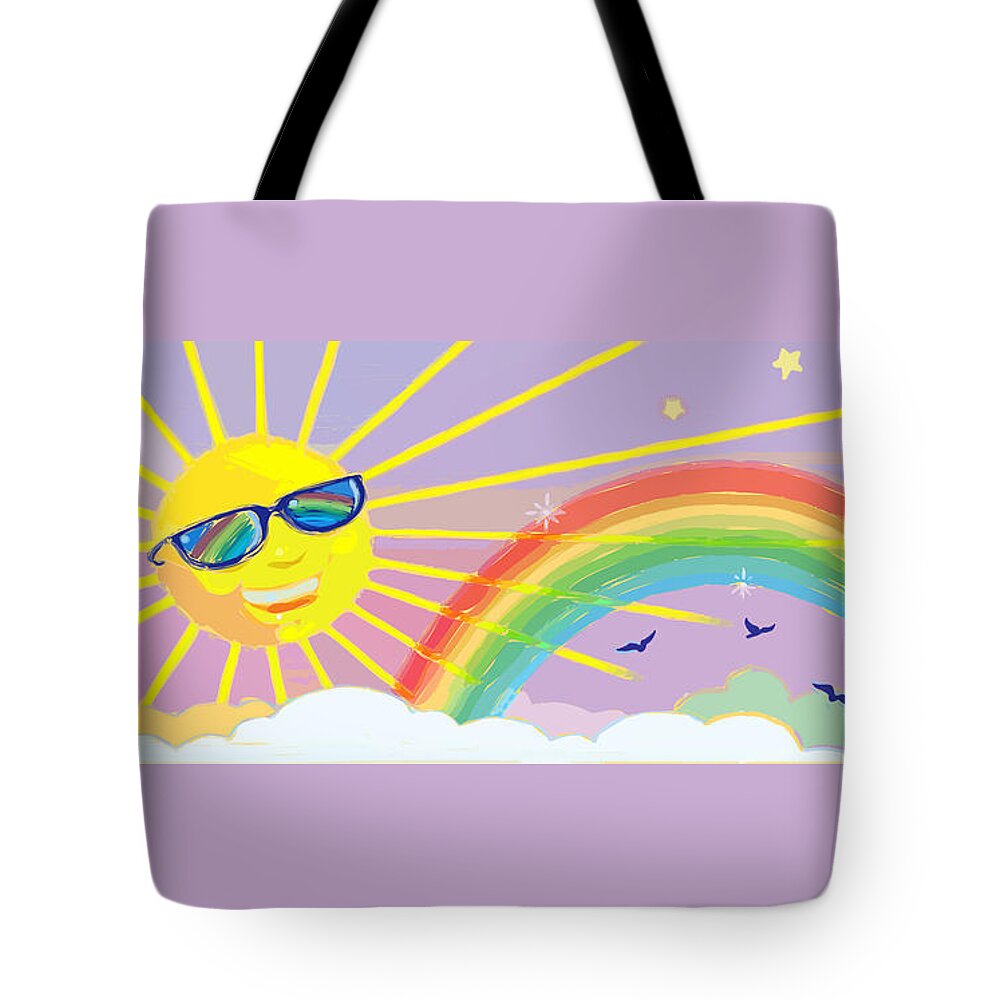 Celestial Tote Bag featuring the mixed media Beyond The Rainbow by J L Meadows
