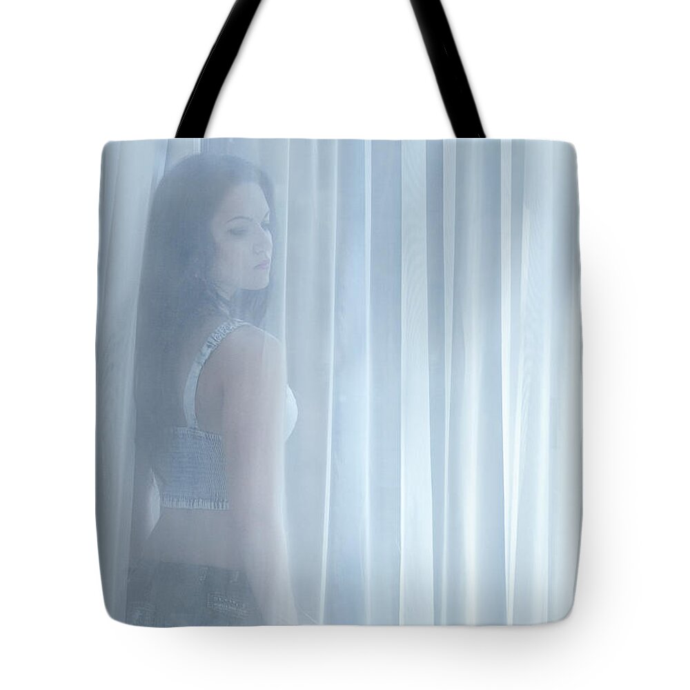 Girl Tote Bag featuring the photograph Beyond The Veil Of Light by Evelina Kremsdorf