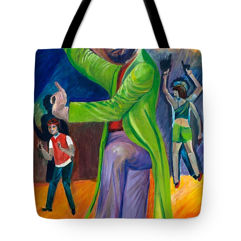 Bhangra Tote Bag featuring the painting Bhangra Disco by Sarabjit Singh