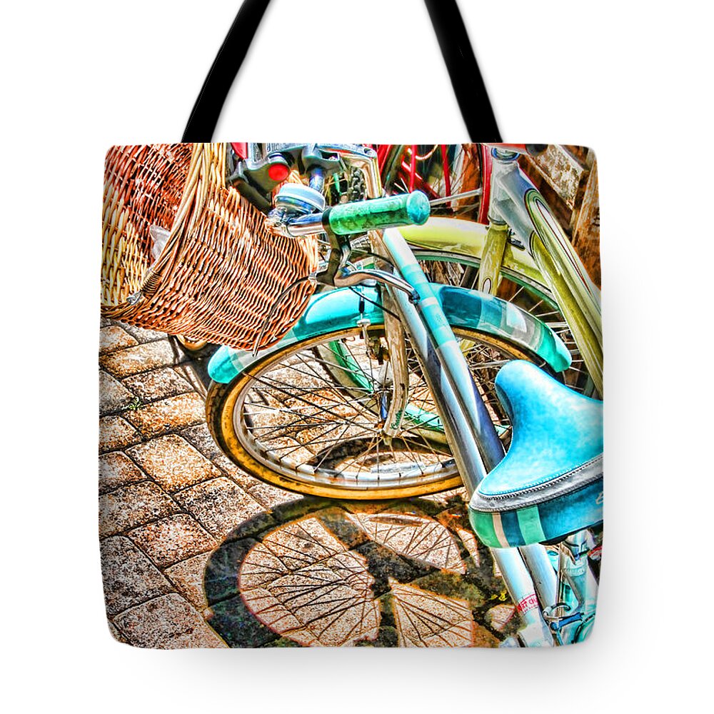 Bicycle Tote Bag featuring the photograph Bicycle Blue By Diana Sainz by Diana Raquel Sainz