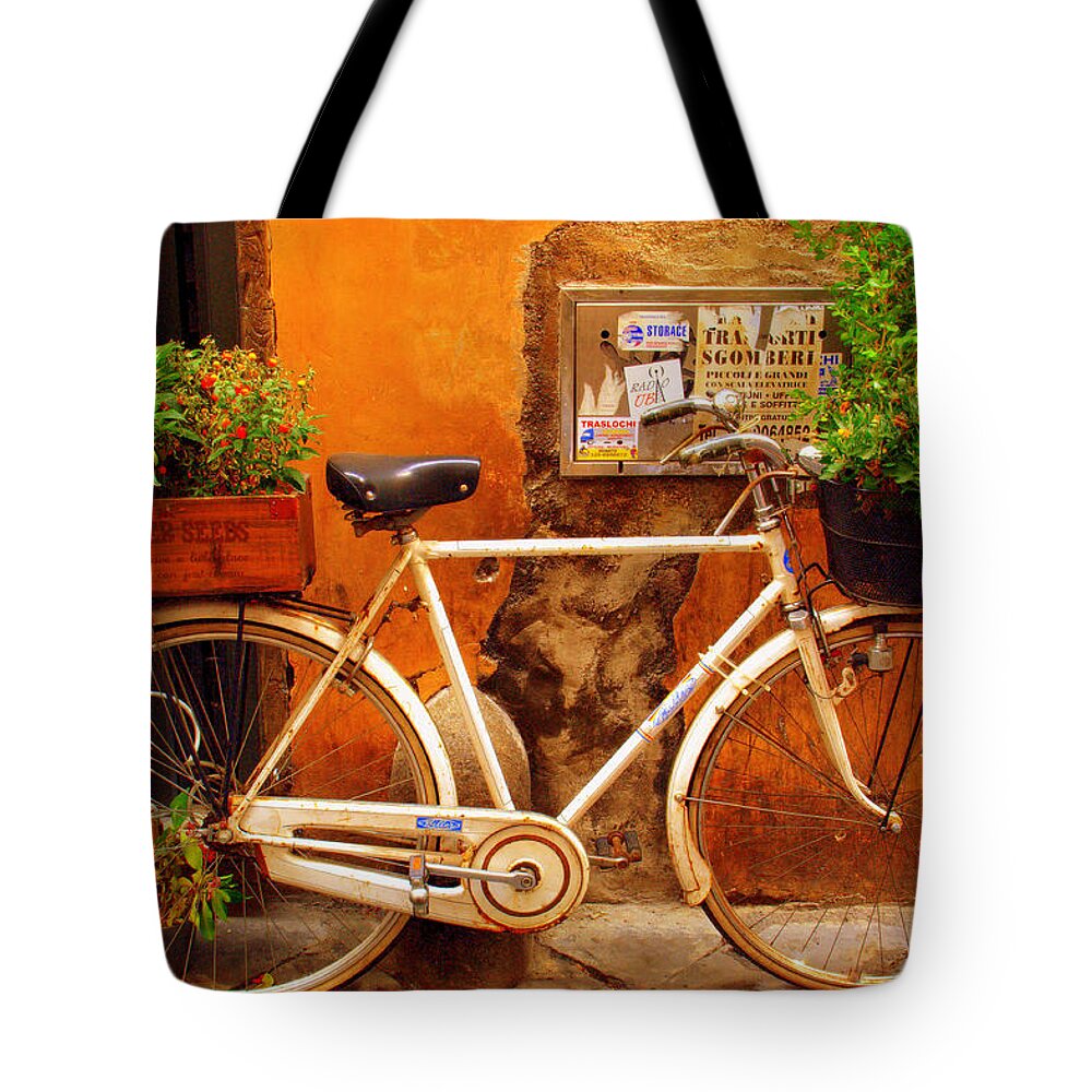 Rome Tote Bag featuring the photograph Bicycle in Rome by Caroline Stella