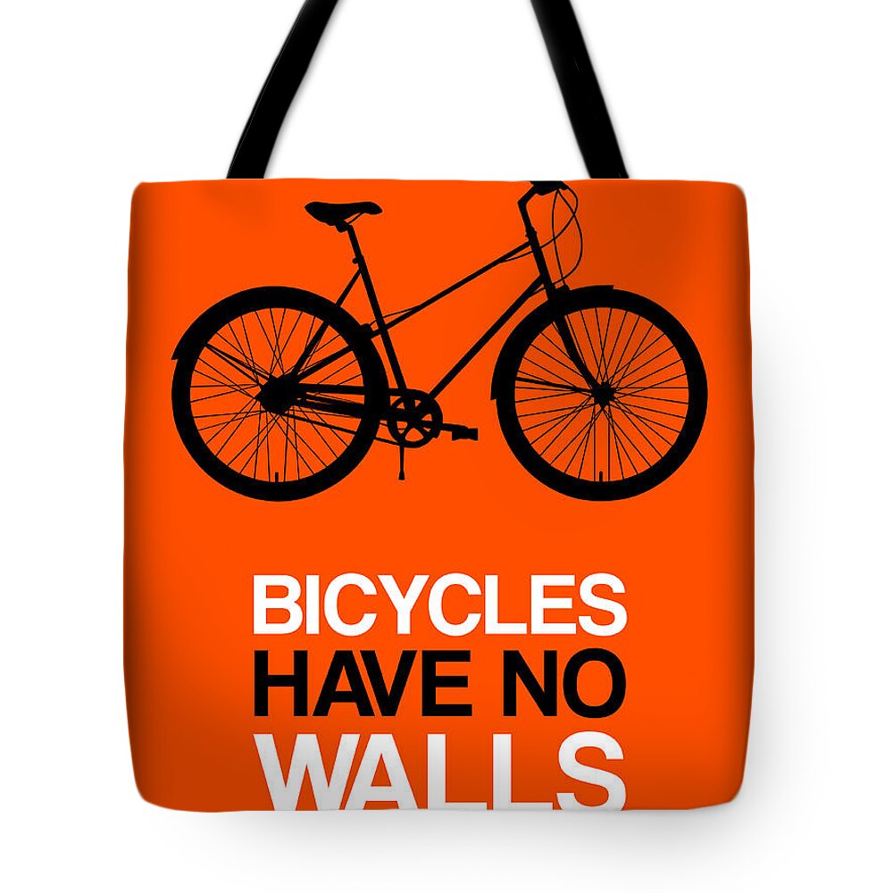 Bicycle Tote Bag featuring the digital art Bicycles Have No Walls Poster 1 by Naxart Studio