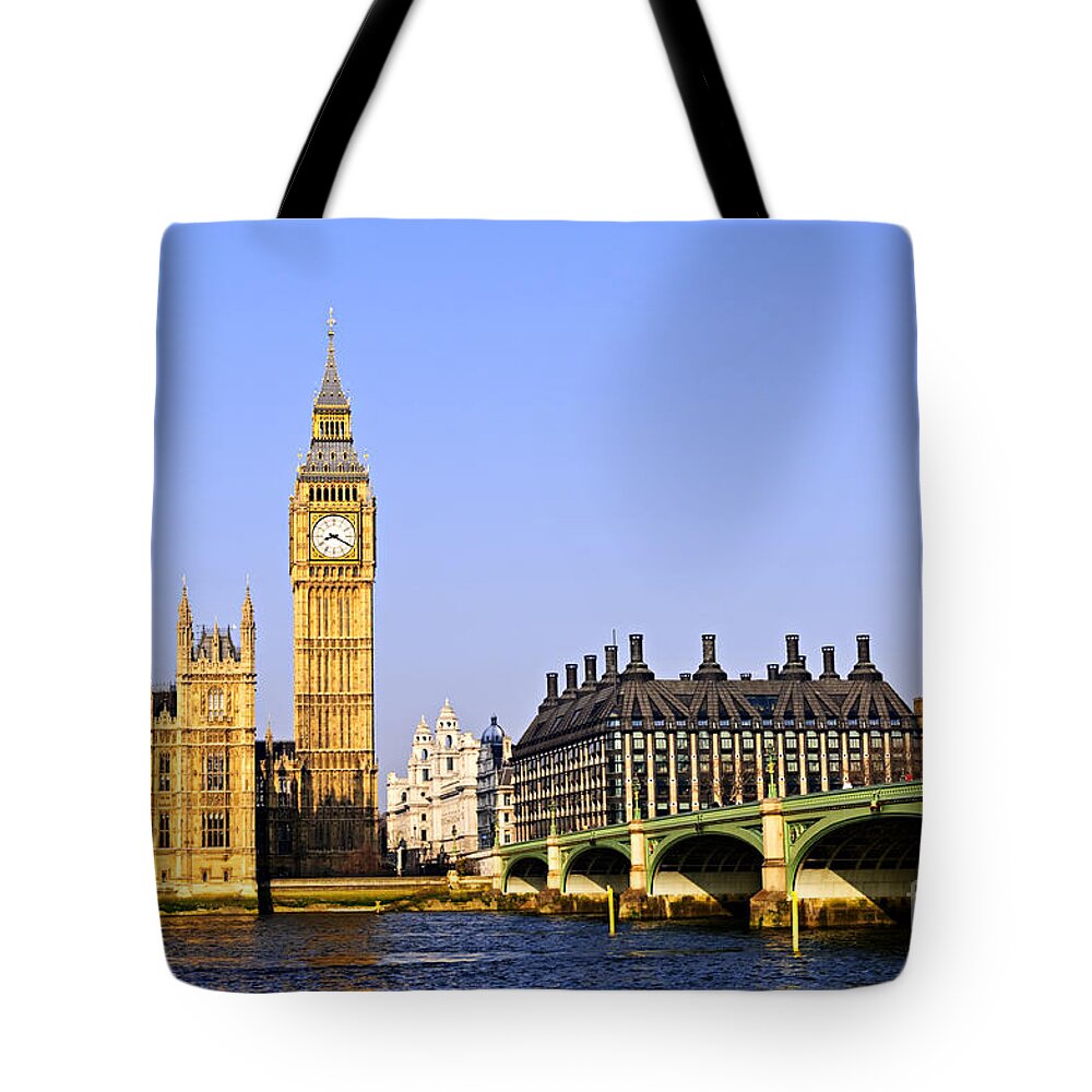 Big Tote Bag featuring the photograph Big Ben and Westminster bridge 2 by Elena Elisseeva