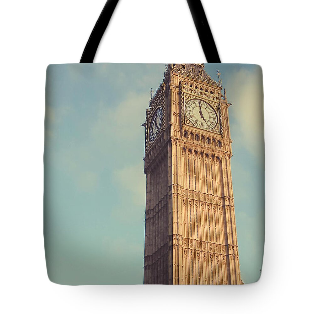 Clock Tower Tote Bag featuring the photograph Big Ben Clock Tower Two Sides View by Sherif A. Wagih (s.wagih@hotmail.com)