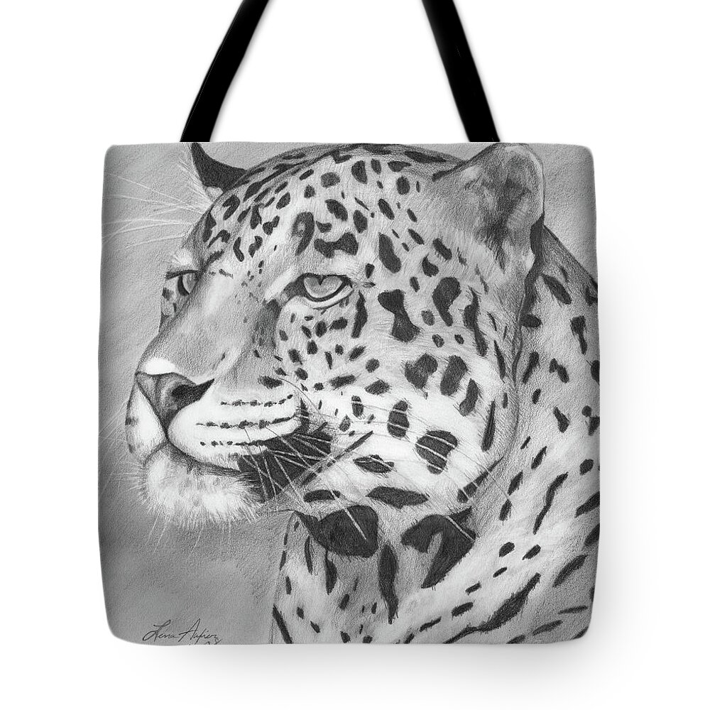 Cat Tote Bag featuring the drawing Big Cat by Lena Auxier