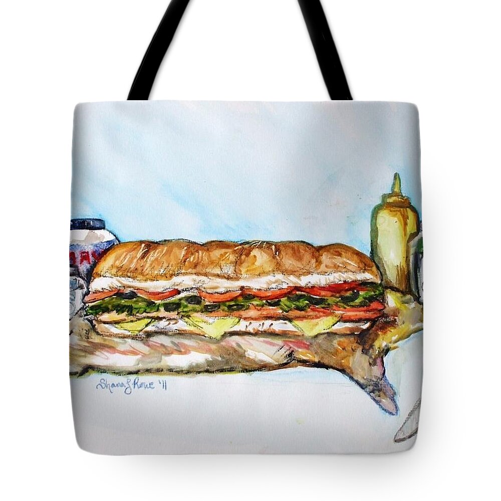 Sandwich Tote Bag featuring the painting Big Ol Samich by Shana Rowe Jackson