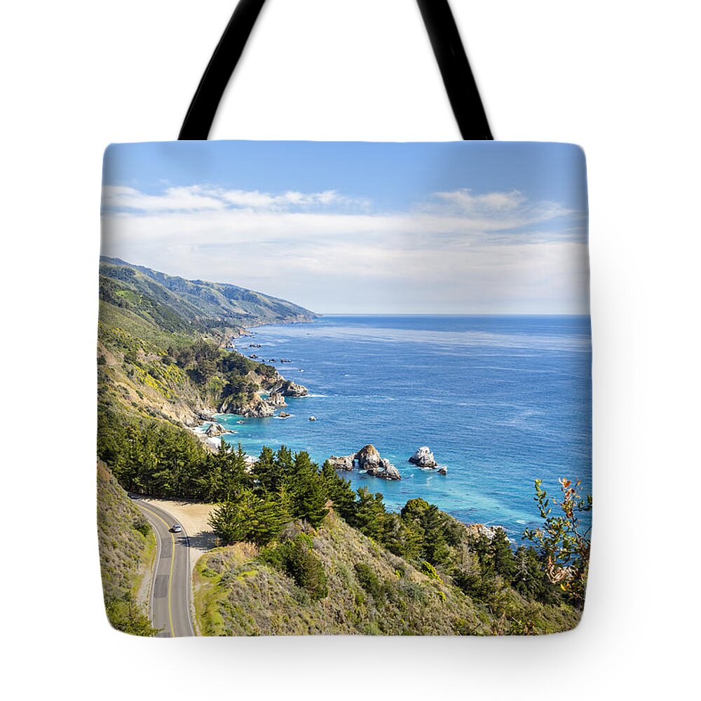 Big Sur Tote Bag featuring the photograph Big Sur California coastline from above by Ken Brown