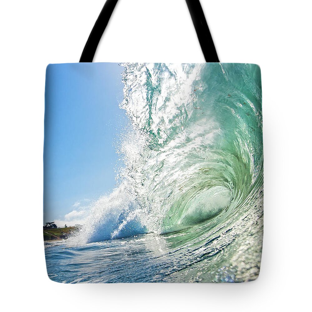 Wave Tote Bag featuring the photograph Big Wave on the Shore by Paul Topp