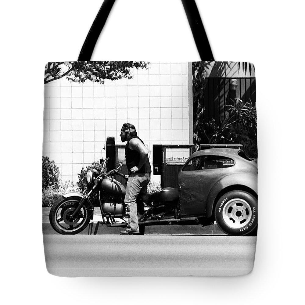 Motorcycles Tote Bag featuring the photograph Biker by Karl Rose