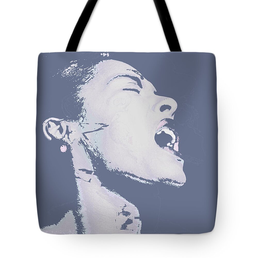 Billie Holiday Tote Bag featuring the painting Billie Holiday by Tony Rubino