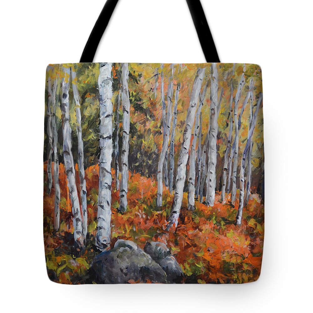Birch Tote Bag featuring the painting Birch Trees by Ingrid Dohm