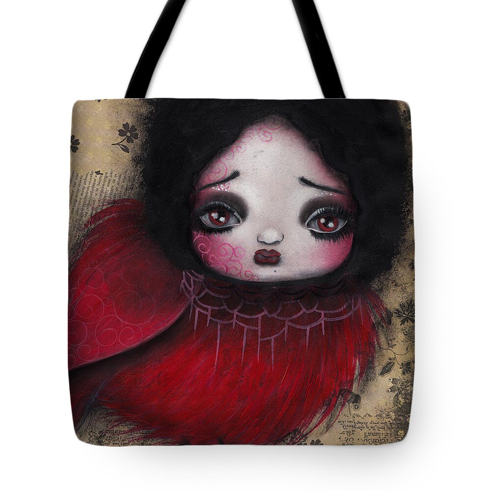Oil Painting On Paper Tote Bag featuring the painting Bird Girl #1 by Abril Andrade