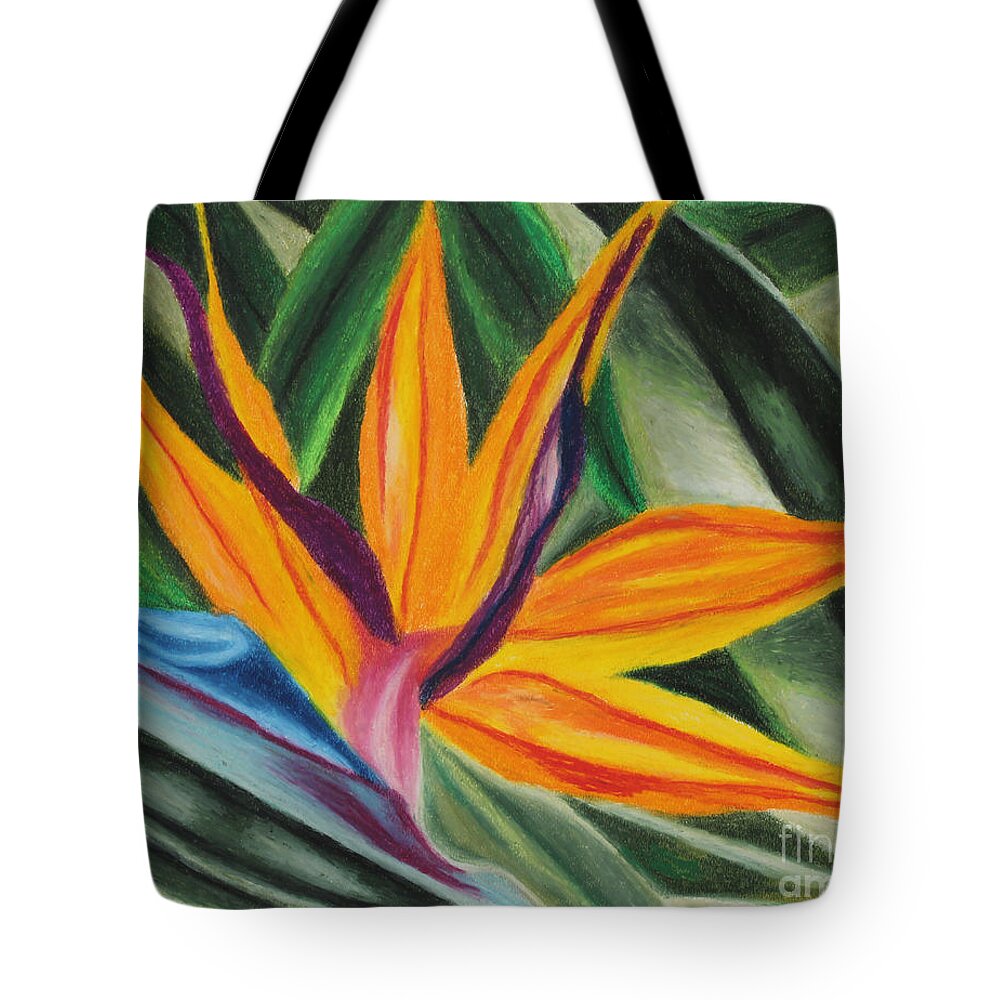 Bird Of Paradise Tote Bag featuring the painting Bird Of Paradise by Annette M Stevenson