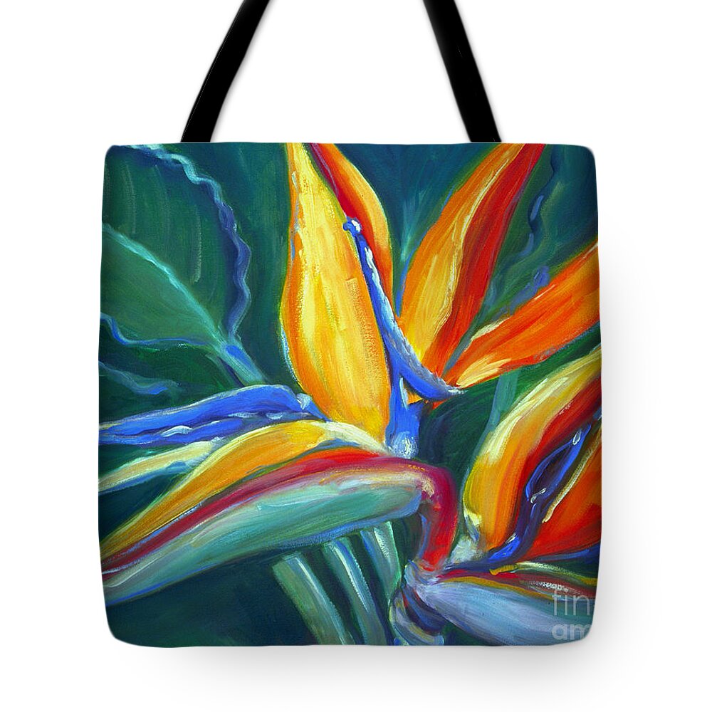 Bold Tote Bag featuring the painting Bird of Paradise by Audrey Peaty