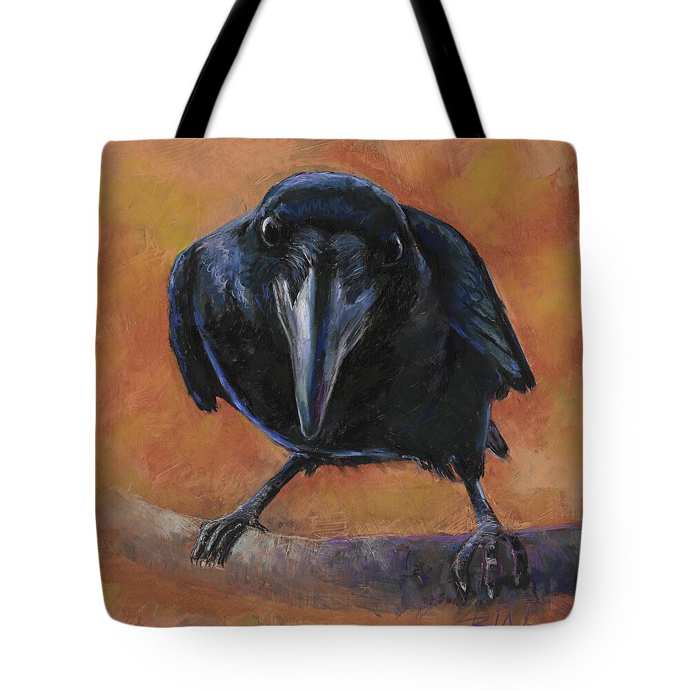 Raven Tote Bag featuring the painting Bird Watching by Billie Colson