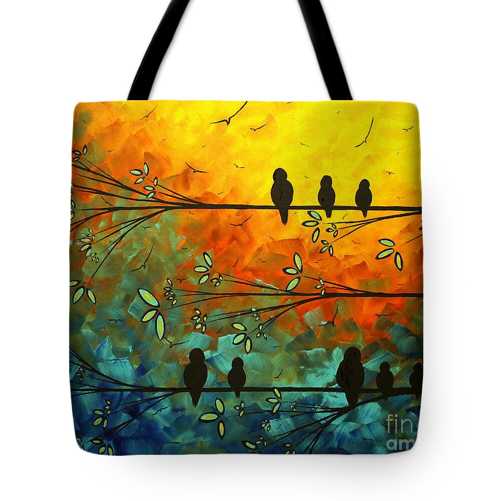 Painting Tote Bag featuring the painting Birds of a Feather Original Whimsical painting by Megan Duncanson