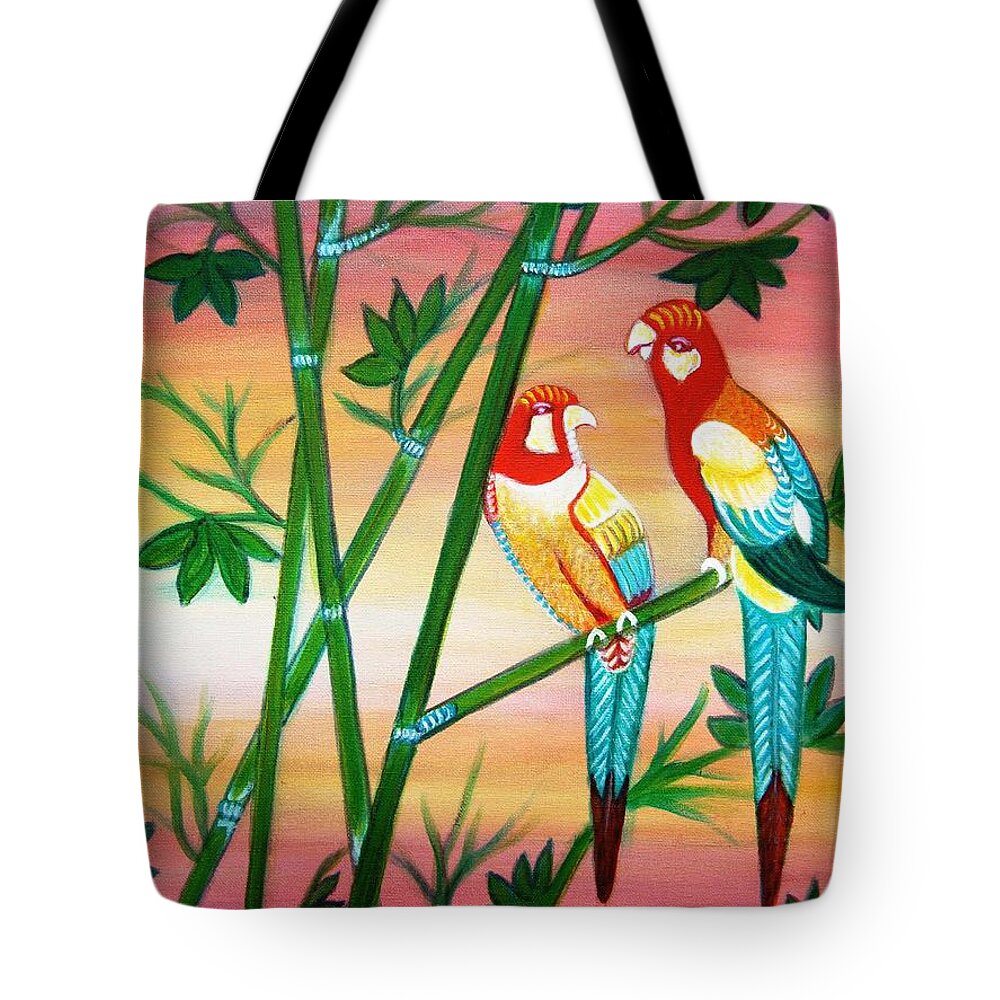 Birds Tote Bag featuring the painting Birds in Paradise by Manjiri Kanvinde