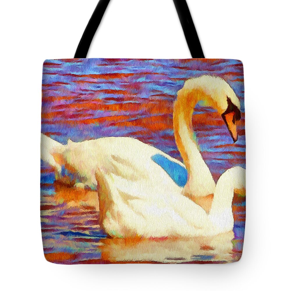 Bird Tote Bag featuring the painting Birds on the Lake by Jeffrey Kolker