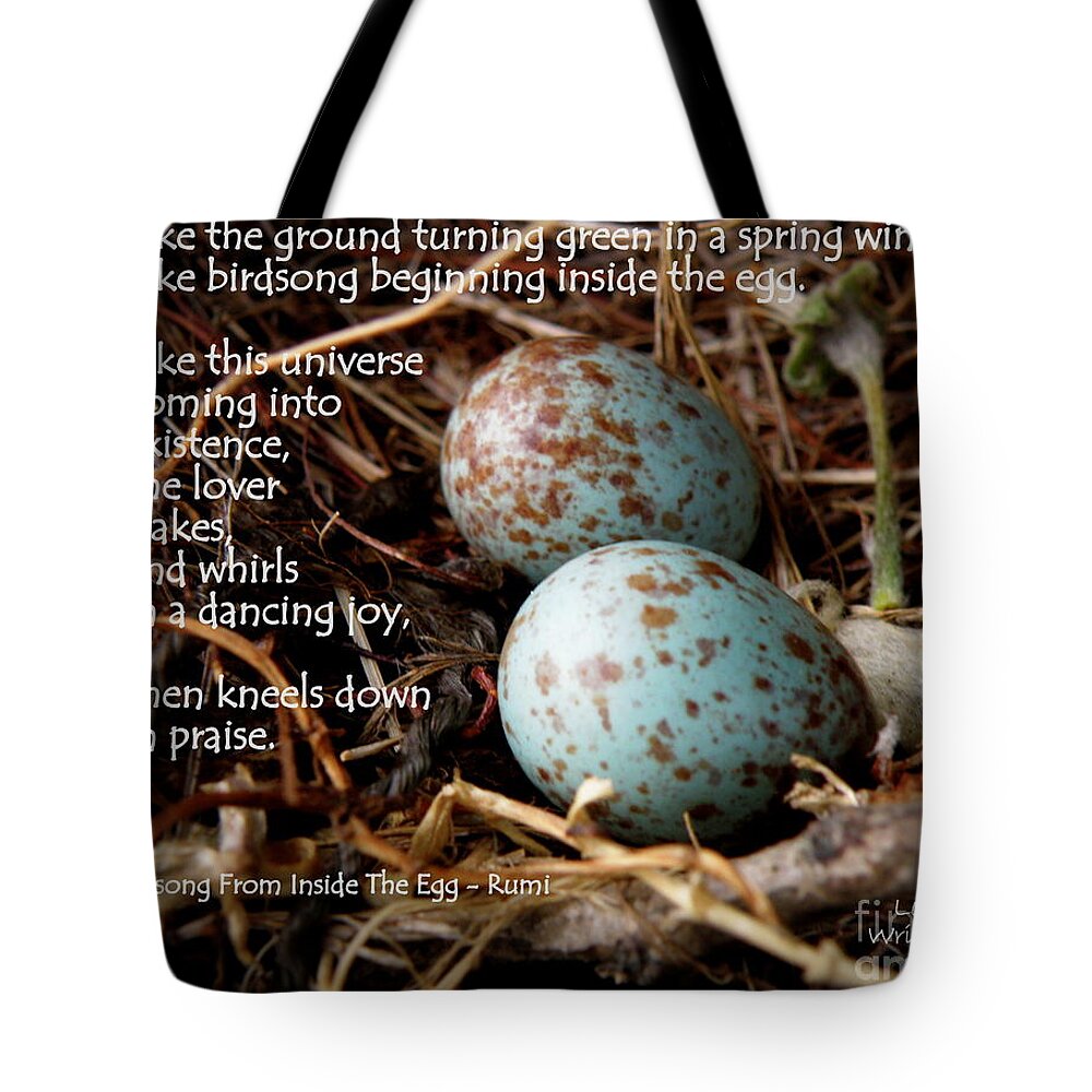 Eggs Tote Bag featuring the photograph Birdsong From Inside The Egg by Lainie Wrightson