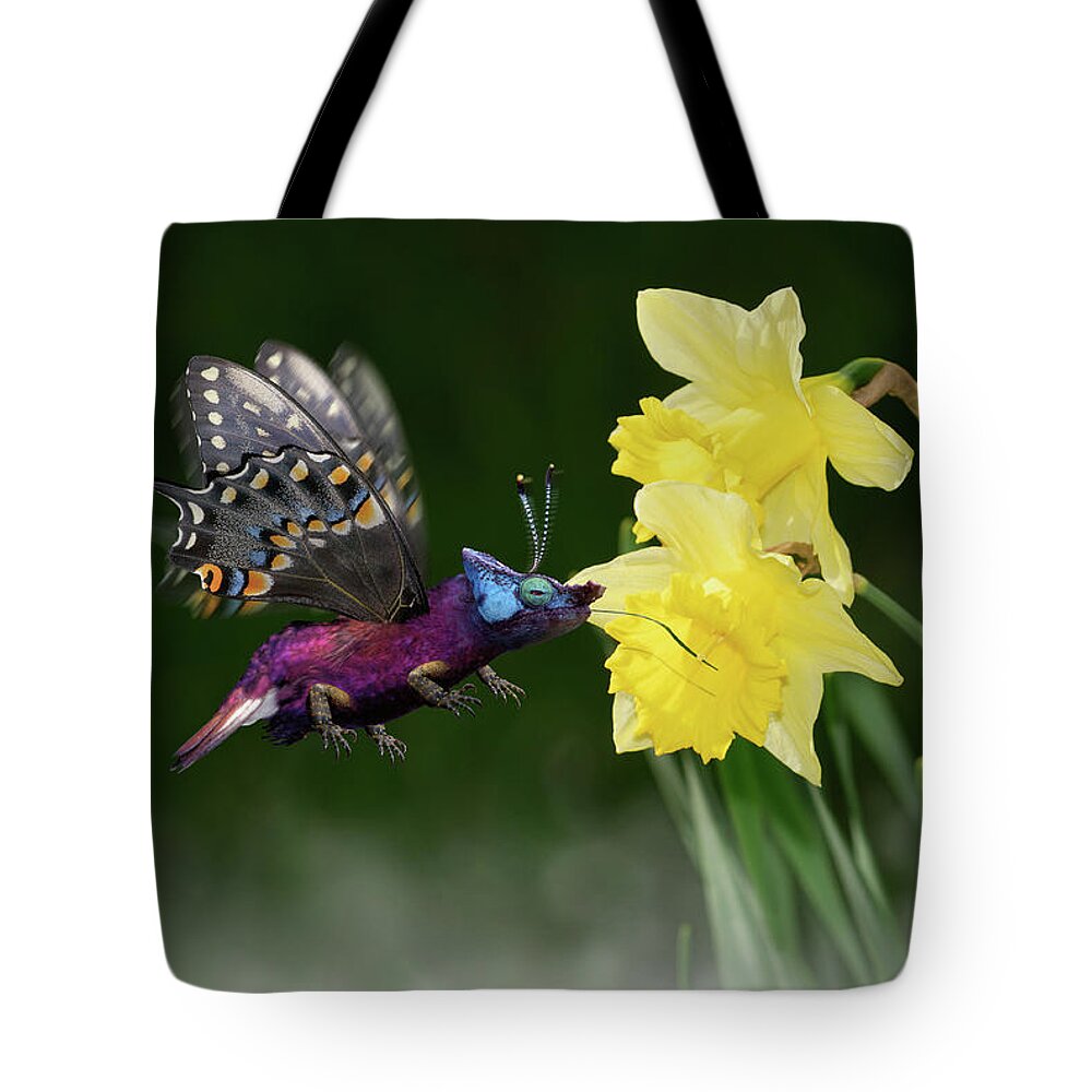 Fantasy Tote Bag featuring the photograph Birguana Taster by Arthur Fix