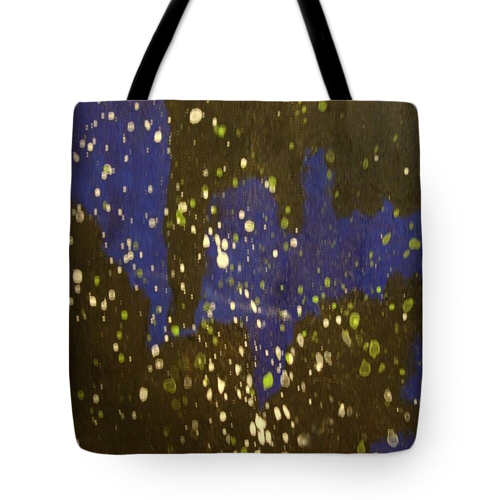 Blue Tote Bag featuring the painting Black and Blue Splatter by Samantha Lusby