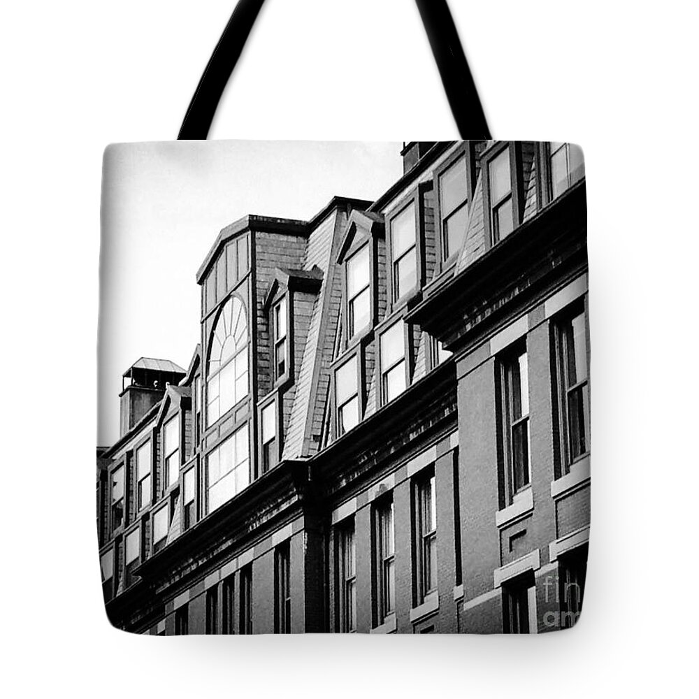 Black And White Tote Bag featuring the photograph Black and white Boston by Deena Withycombe
