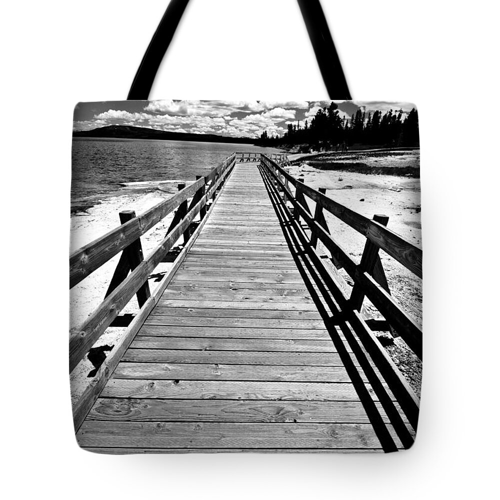Wyoming Landscape Tote Bag featuring the photograph Black and White Bridge by Crystal Wightman