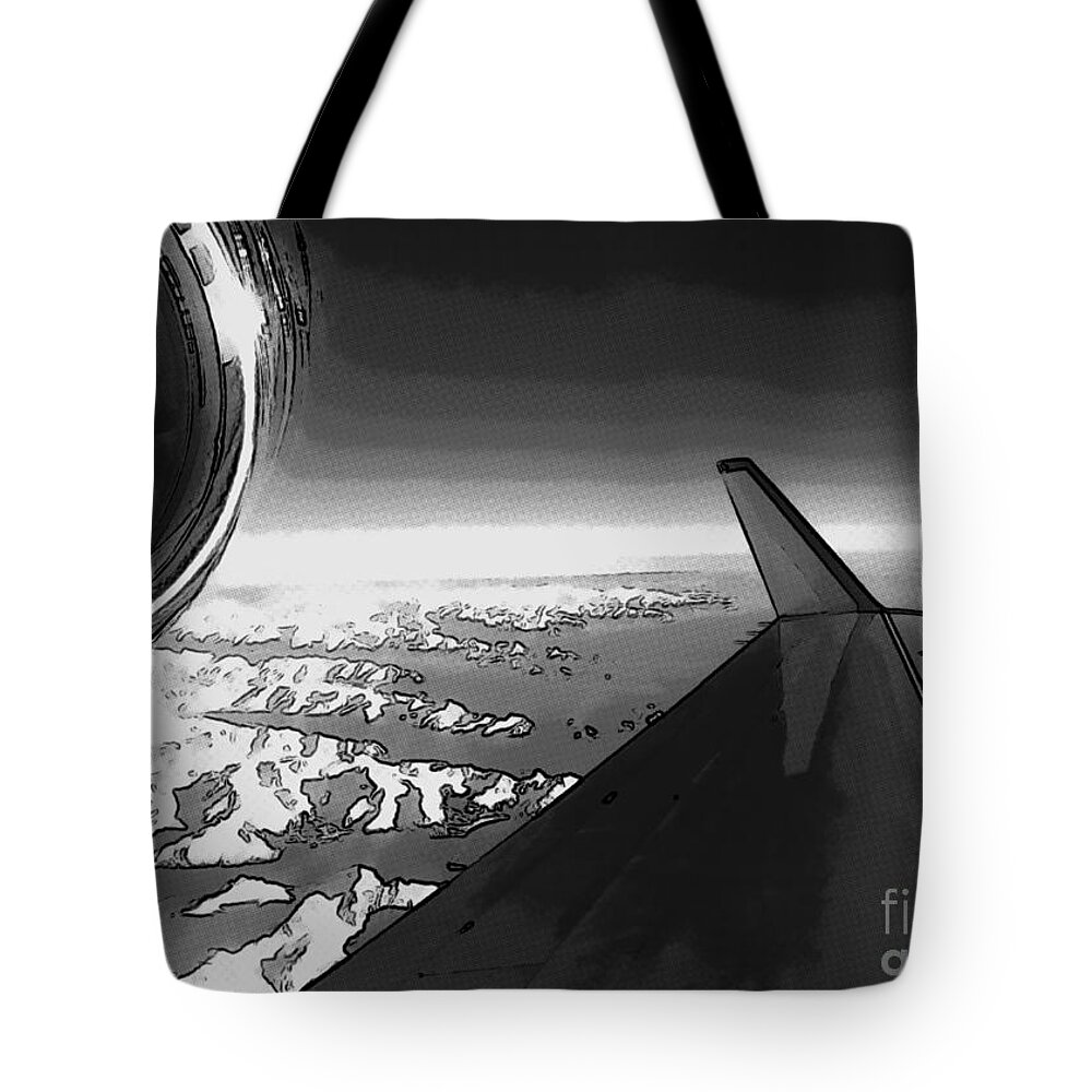 Jet Tote Bag featuring the photograph Jet Pop Art Plane Black and White by Vintage Collectables