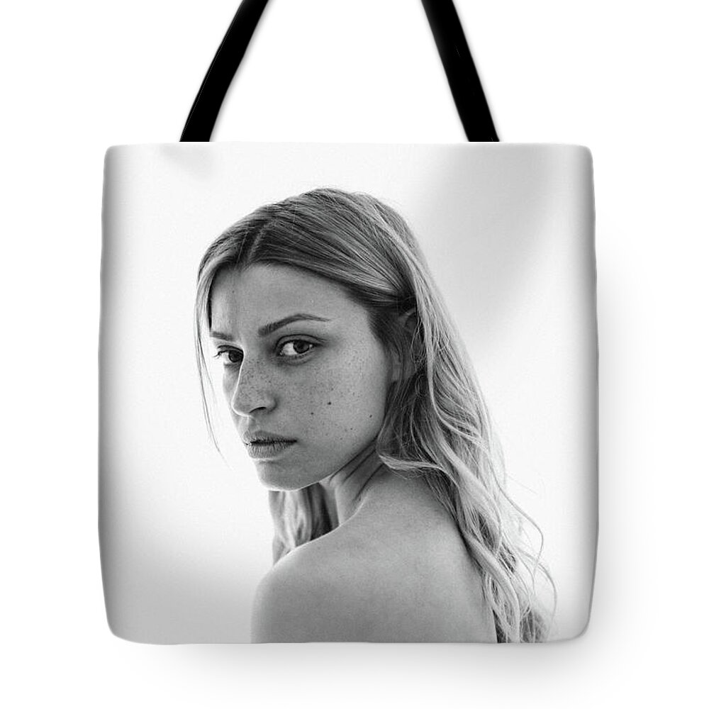 Black And White Portrait Of A Young Tote Bag by Aleksandarnakic 