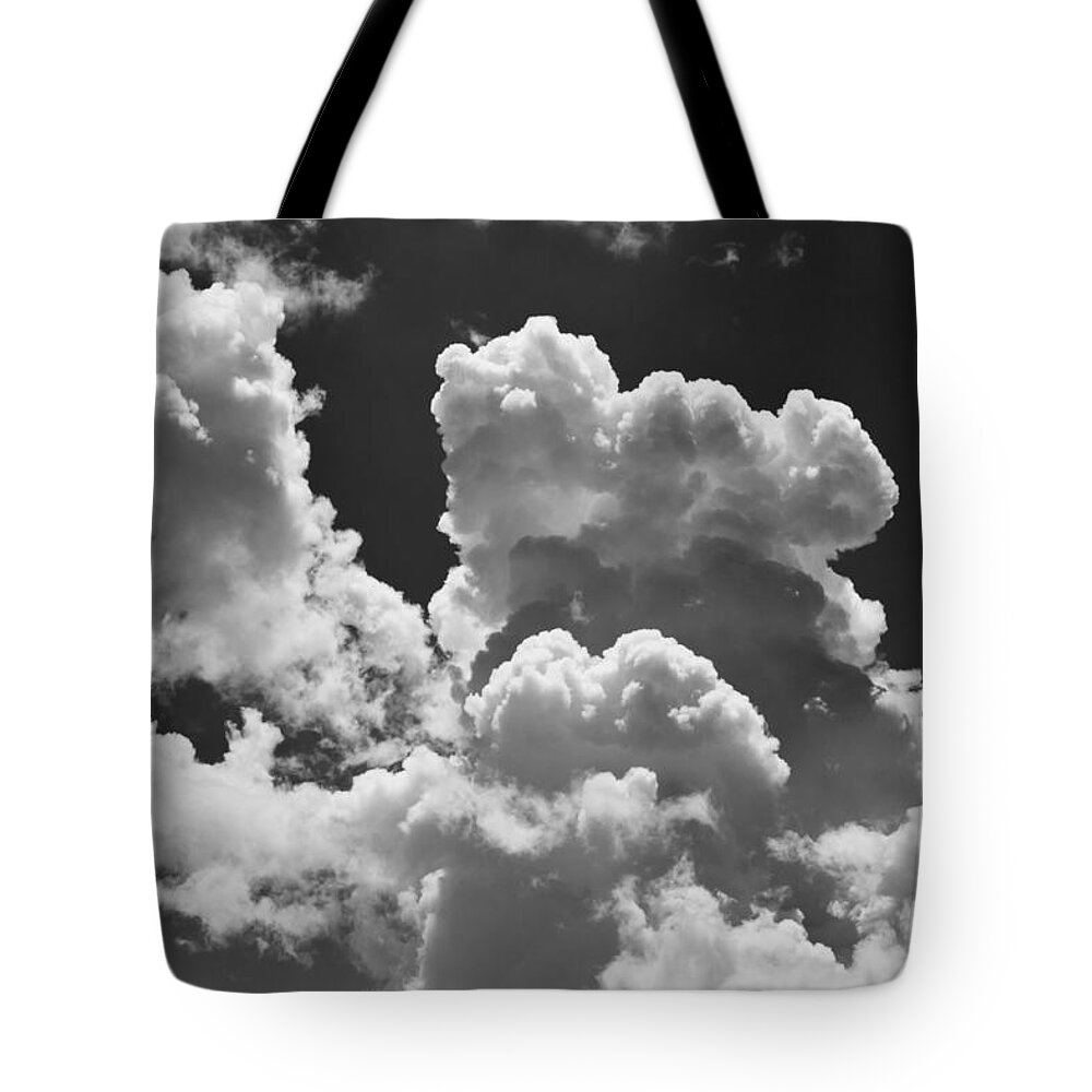 Black And White Tote Bag featuring the photograph Black And white Sky With Building Storm Clouds by Keith Webber Jr