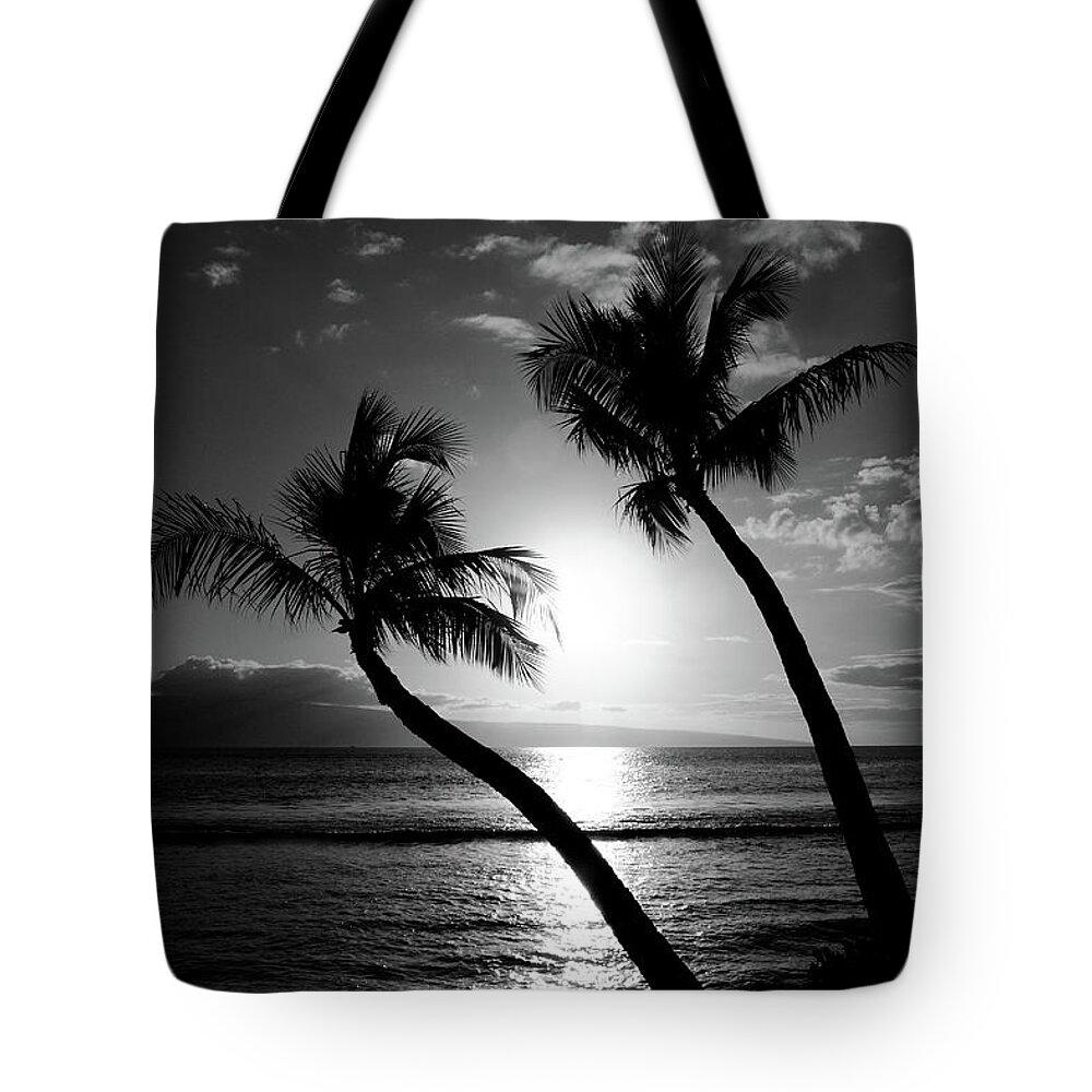 Palm Trees Tote Bag featuring the photograph Black and White tropical by Pierre Leclerc Photography