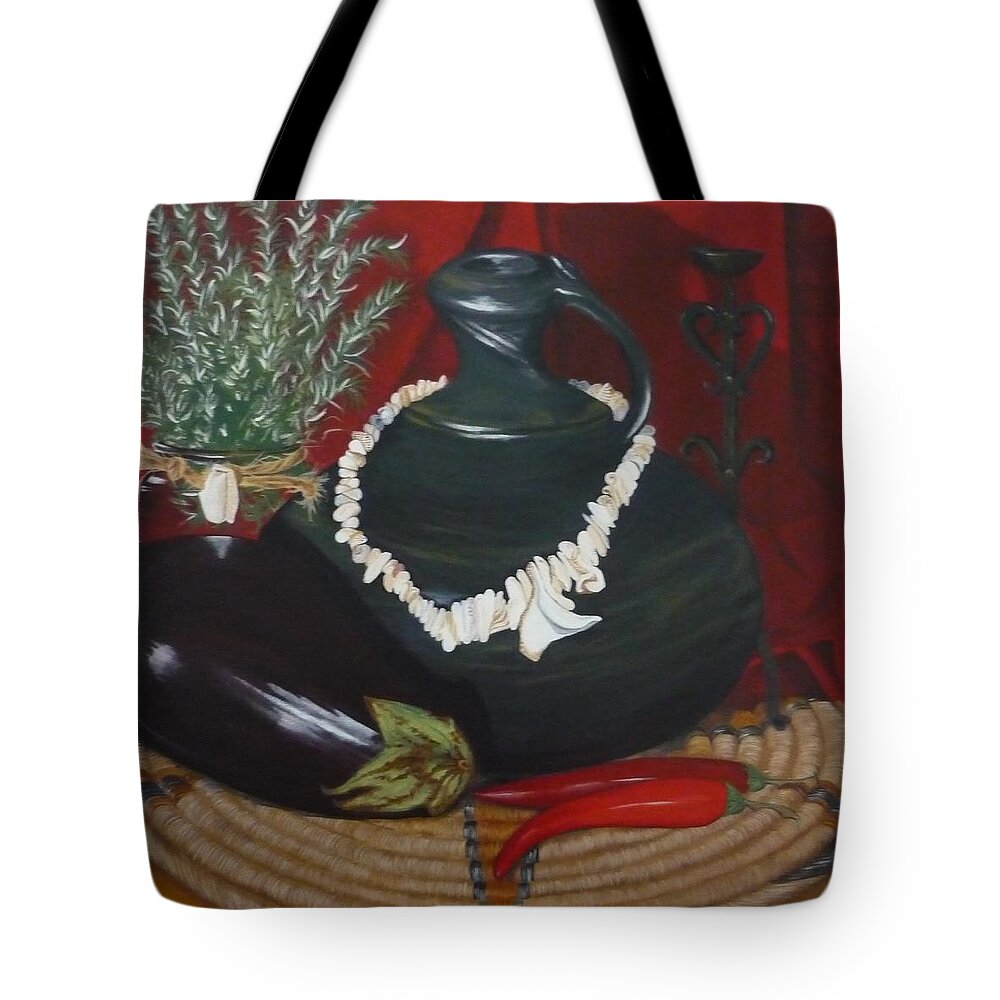 Bottle Tote Bag featuring the painting Black Bottle by Helen Syron