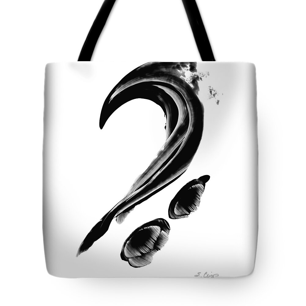 Black And White Tote Bag featuring the painting Black Magic 300 - Black And White Art by Sharon Cummings