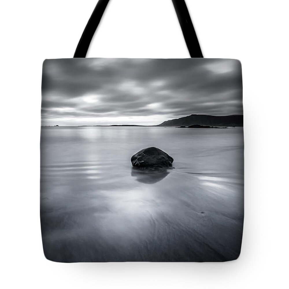 Scenics Tote Bag featuring the photograph Black Sand by Gulli Vals