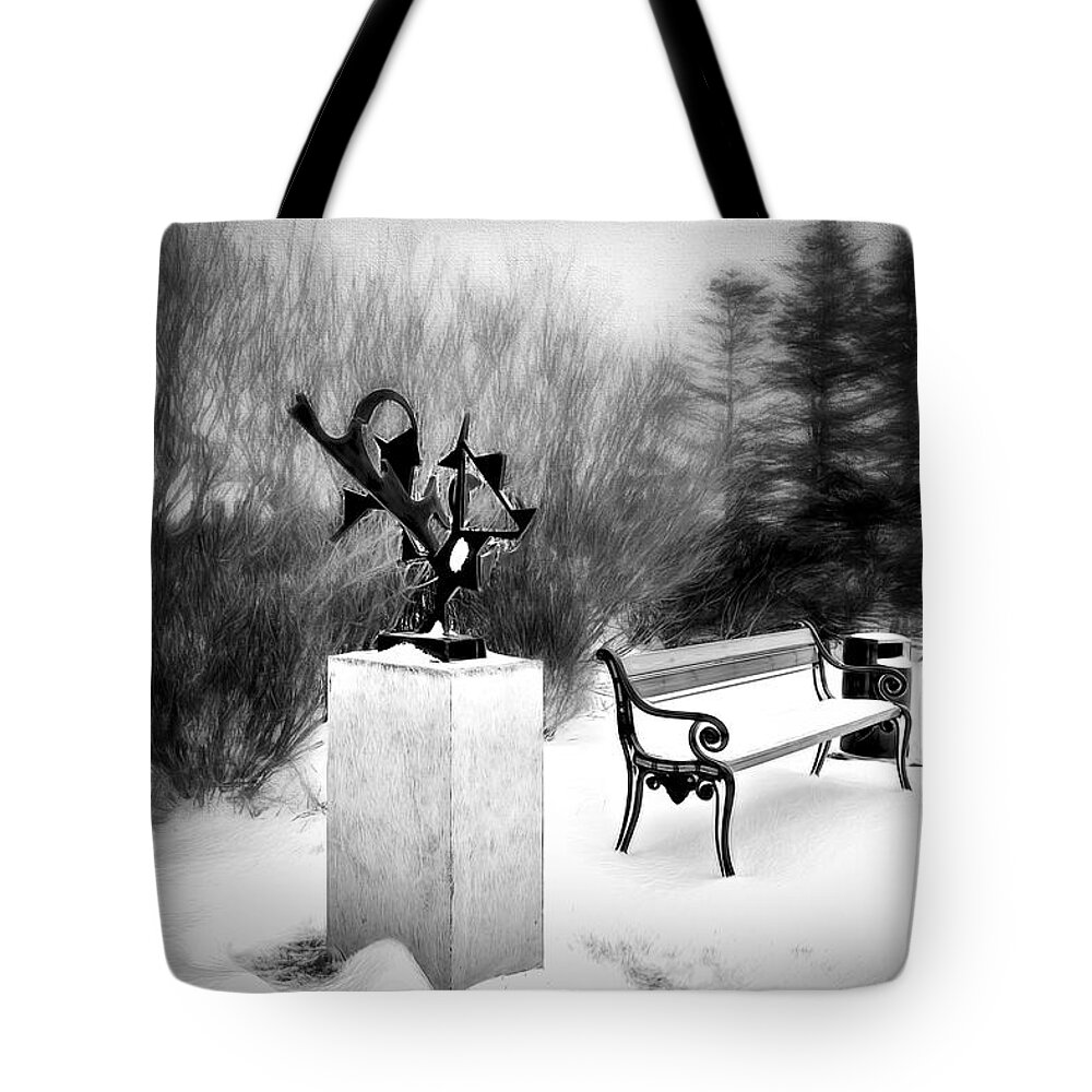 3d Tote Bag featuring the photograph Black Sculpture by Maria Coulson