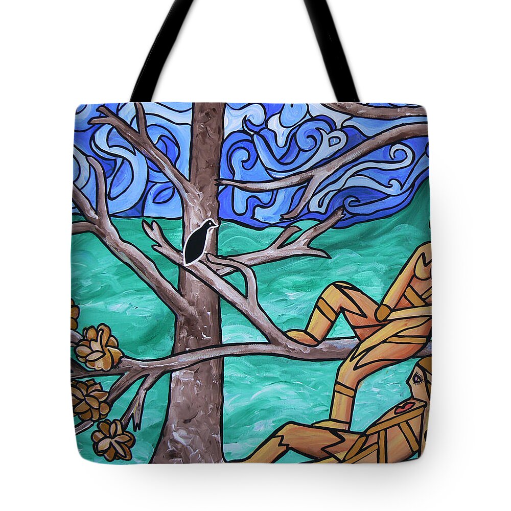 Painting Tote Bag featuring the painting Blackbird Singing by Barbara St Jean