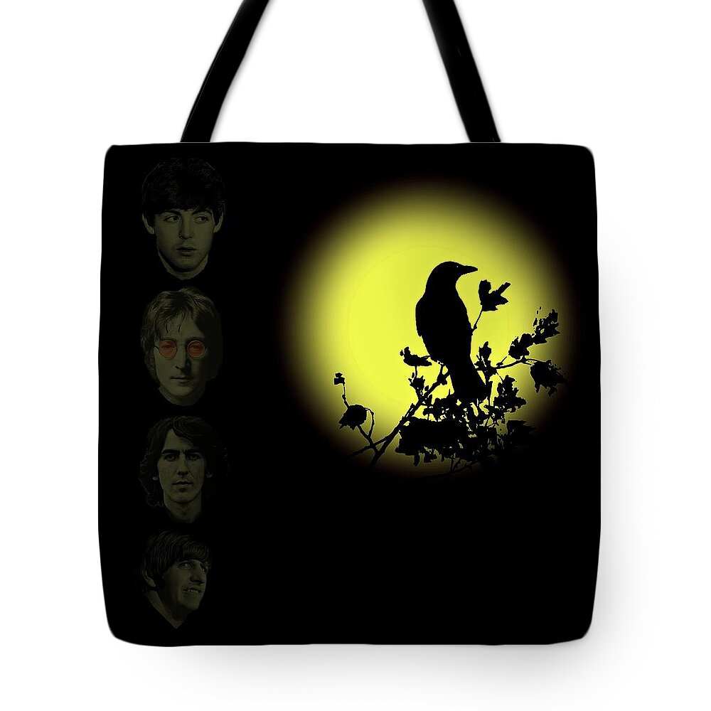 Blackbird Tote Bag featuring the mixed media Blackbird Singing in the Dead of Night by David Dehner