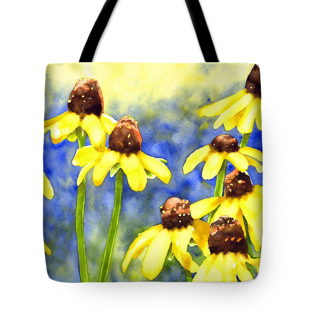 Blackeyed Susans Tote Bag featuring the painting Blackeyed Beauties by Pauline Walsh Jacobson