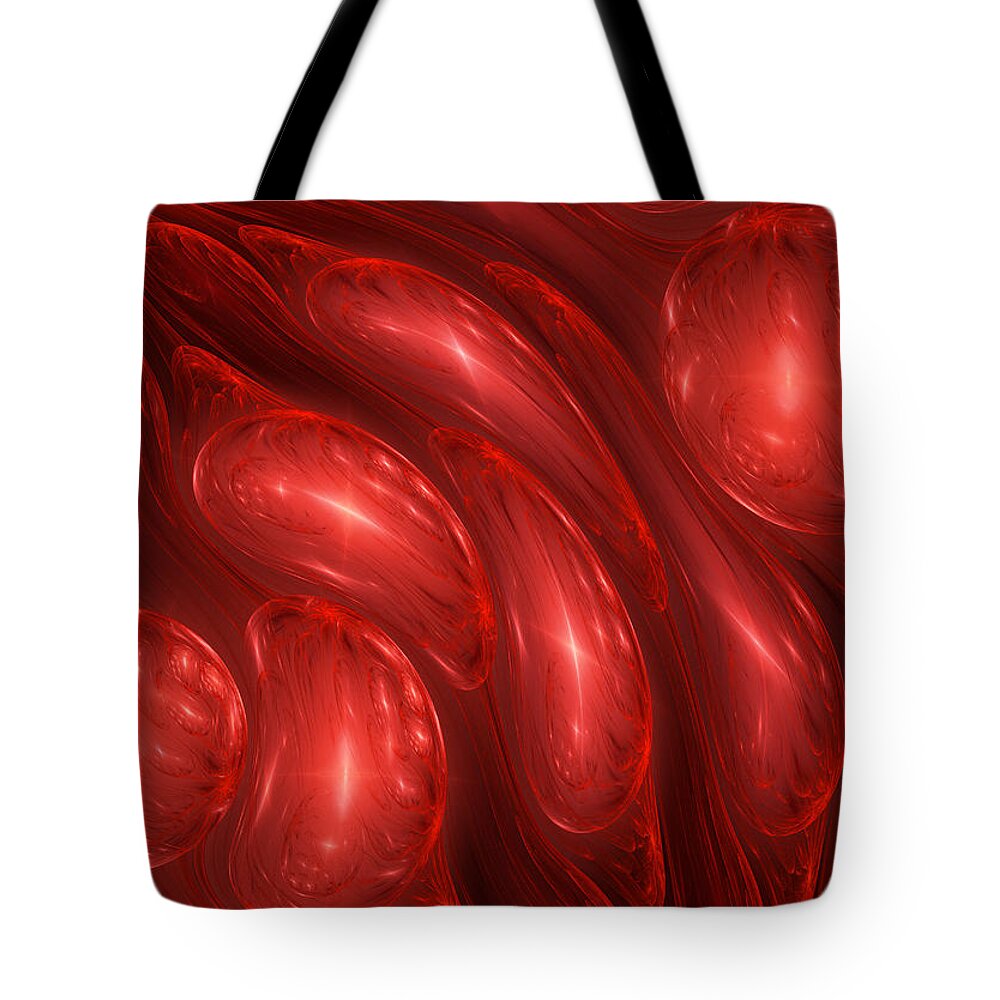Blood Tote Bag featuring the digital art Blood drops by Martin Capek