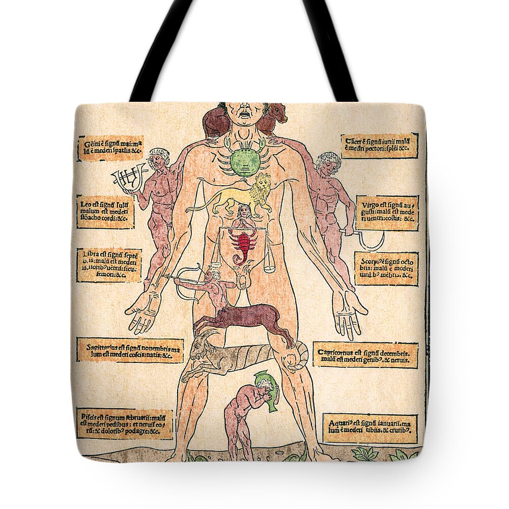 1493 Tote Bag featuring the photograph Bloodletting Chart, 1493 by Granger