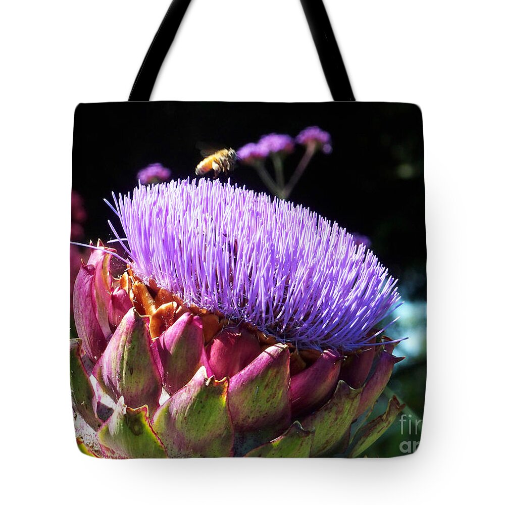Flowers Tote Bag featuring the photograph Blooming 'Choke by Kathy McClure