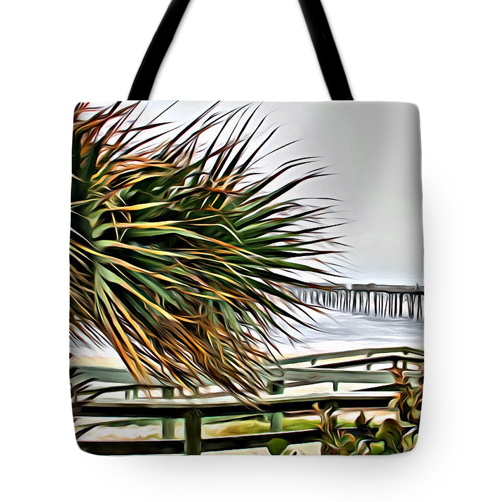 Flagler Beach Tote Bag featuring the photograph Blowin at the Beach by Alice Gipson